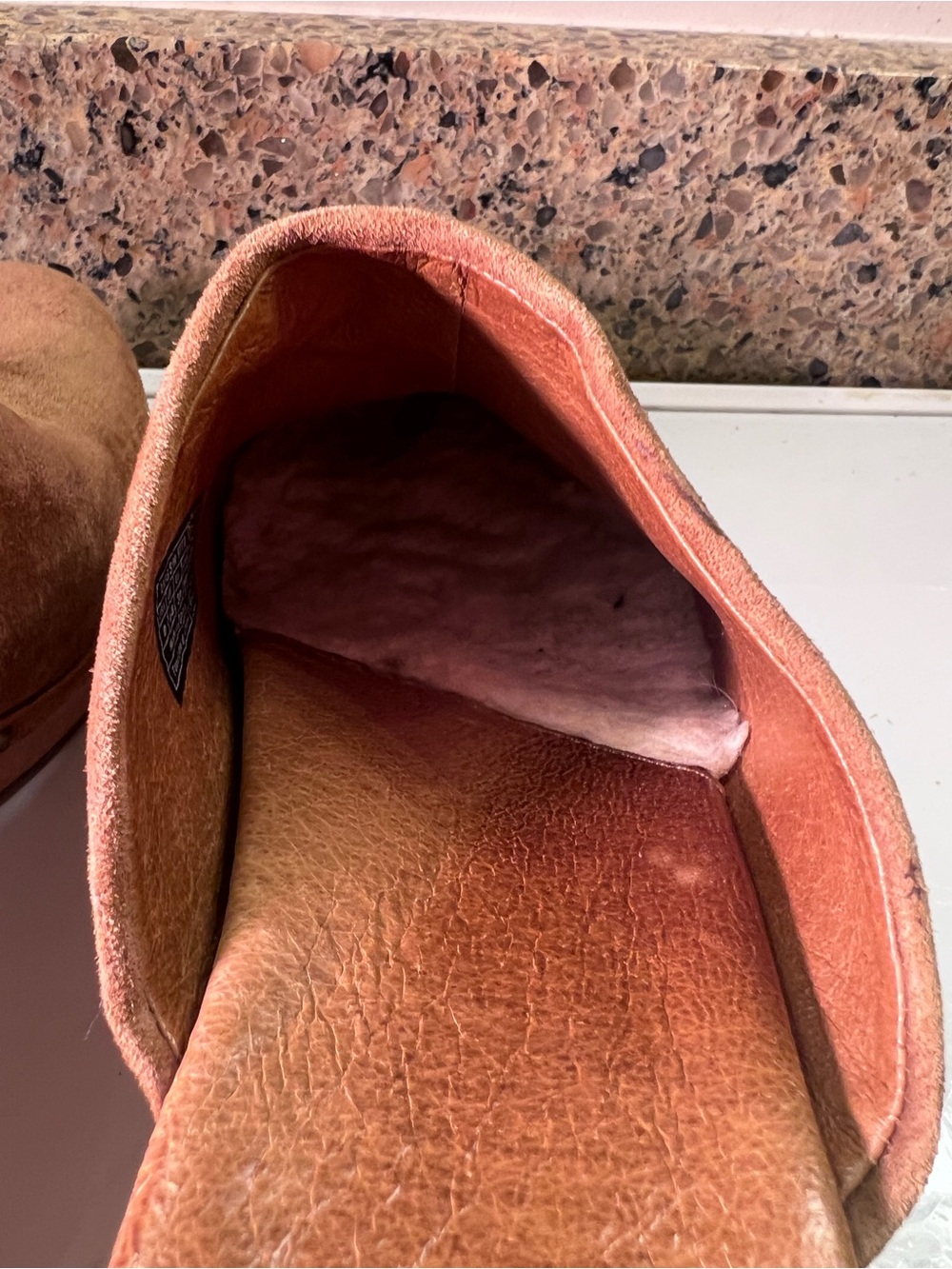 UGG Women's Size 8 Abbie Suede Clog Mules w/ 3” Heels in Chestnut - Picture 10 of 12